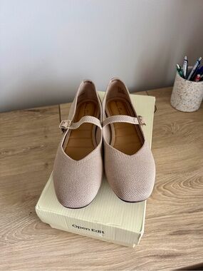 Open Edit Women's Mary Jane Flats in Light Beige